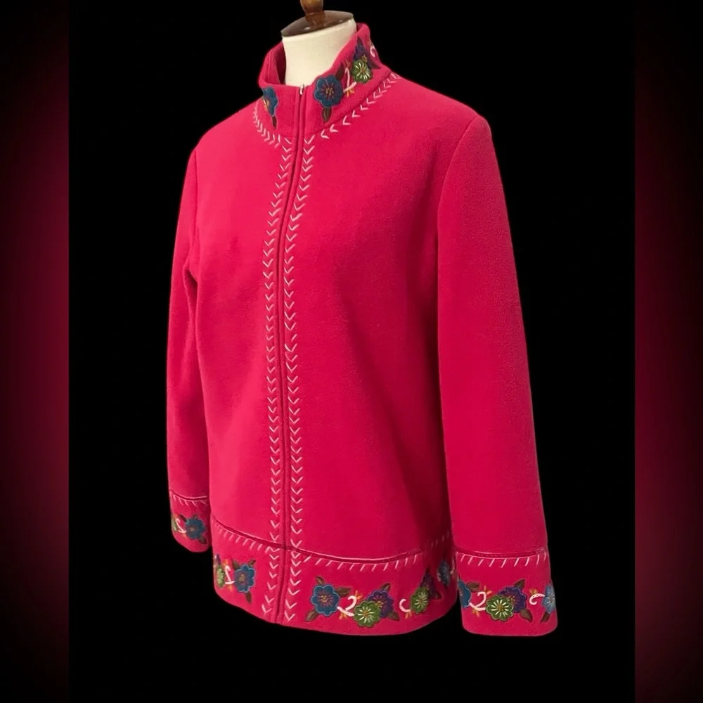 Susan‎ Graver Fuchsia Embroidered Jacket * Size Medium